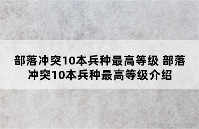 部落冲突10本兵种最高等级 部落冲突10本兵种最高等级介绍